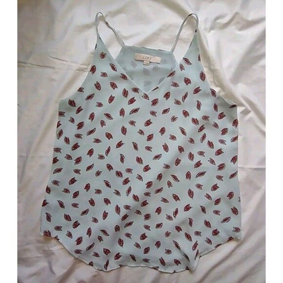 5/$25 Sz Sm Racerback Flowy Boho Paisley Print Lined Blue V-neck Top Cami Tank - Picture 2 of 6